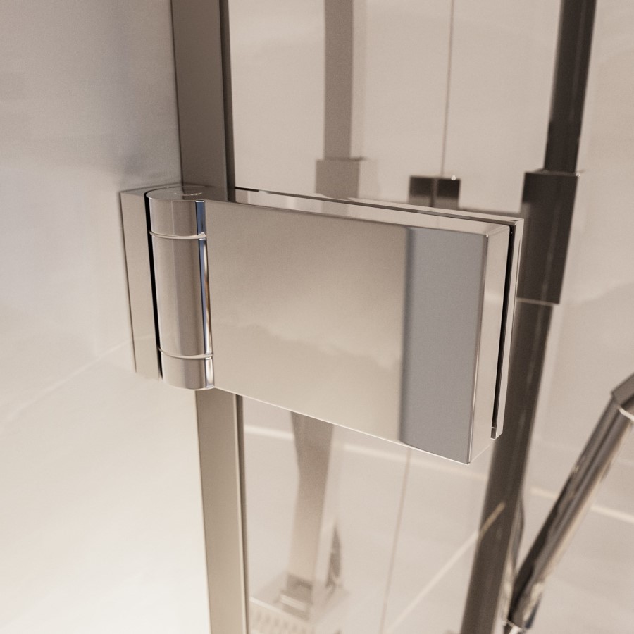 ONLY OPENED - Chrome 8mm Fluted Glass Hinged Shower Door 800mm Left Hand - Matira