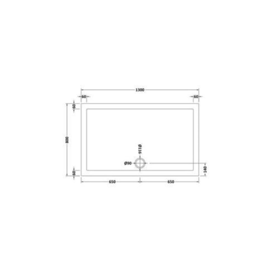 GRADE A1 - 1300 x 800mm Low Profile Rectangular Shower Tray - Purity