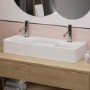 ALMOST PERFECT - White Square Countertop Double Basin 800mm - Bowen