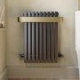 ALMOST PERFECT - Gunmetal Single Panel Radiator with Brass Towel Bar 600 x 600mm - Iraya