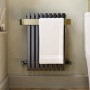 ALMOST PERFECT - Gunmetal Single Panel Radiator with Brass Towel Bar 600 x 600mm - Iraya