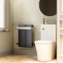 ALMOST PERFECT - Gunmetal Single Panel Radiator with Brass Towel Bar 600 x 600mm - Iraya