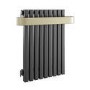 ALMOST PERFECT - Gunmetal Single Panel Radiator with Brass Towel Bar 600 x 600mm - Iraya