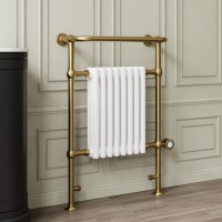 GRADE A2 - White and Brass Traditional Electric Column Radiator with Towel Rail 952 x 659mm - Regent