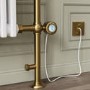 GRADE A2 - White and Brass Traditional Electric Column Radiator with Towel Rail 952 x 659mm - Regent