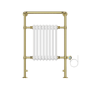 GRADE A2 - White and Brass Traditional Electric Column Radiator with Towel Rail 952 x 659mm - Regent