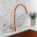 TAMDLCPR Copper Dual Lever Monobloc Kitchen Mixer Tap - Enza Tamara