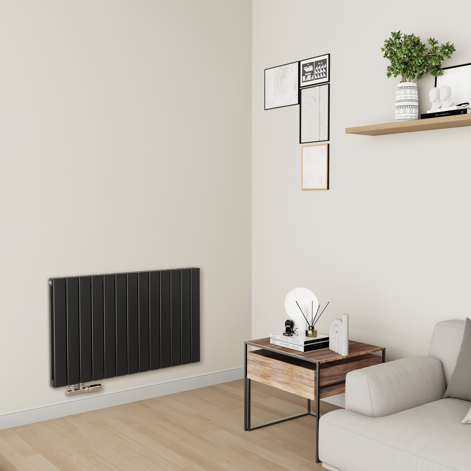 Eco Eleganza Midnight Horizontal Flat Aluminium Middle Connection Radiator 600X975mm Double Panel 3973 Btu ACHD13-600-BCF - Image 2