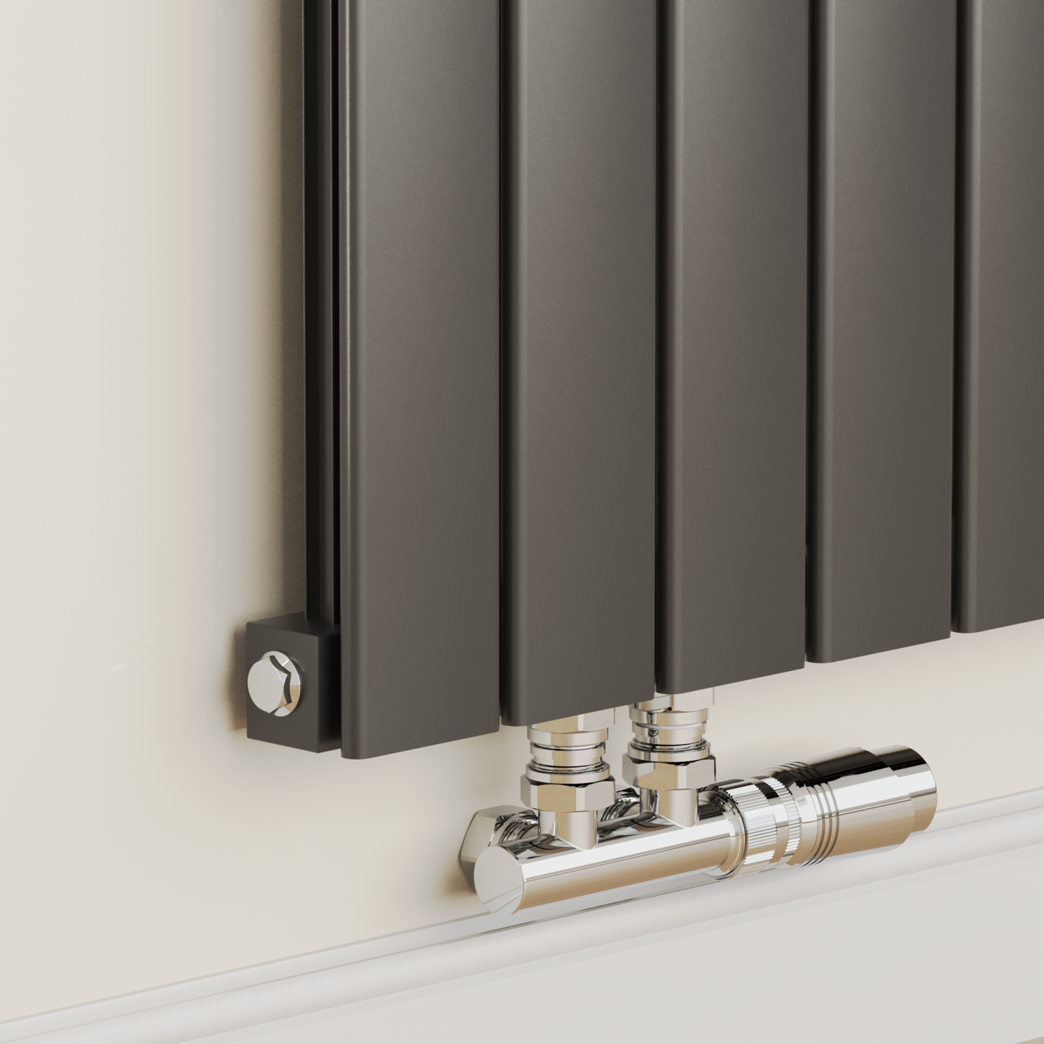 Eco Style Radiator Eco Eleganza Midnight Black Horizontal Flat Aluminium Middle Connection ...