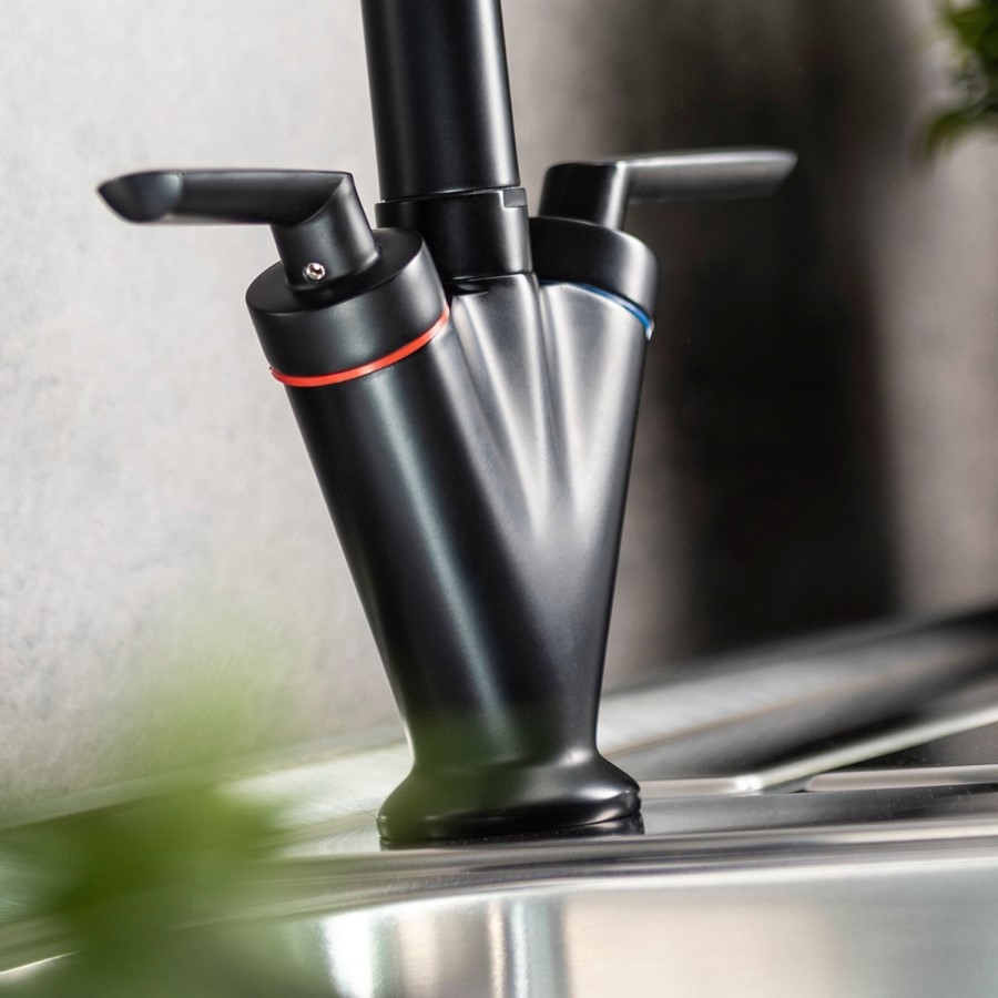 ONLY OPENED - Abode Volo Dual Lever Kitchen Mixer Tap - Matt Black
