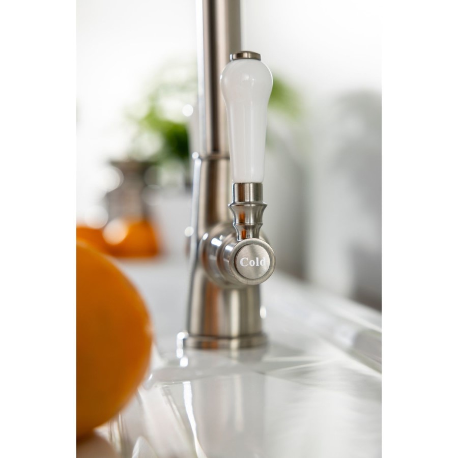 ONLY OPENED - Abode Keswick Dual Lever Kitchen Mixer Tap - Brushed Nickel