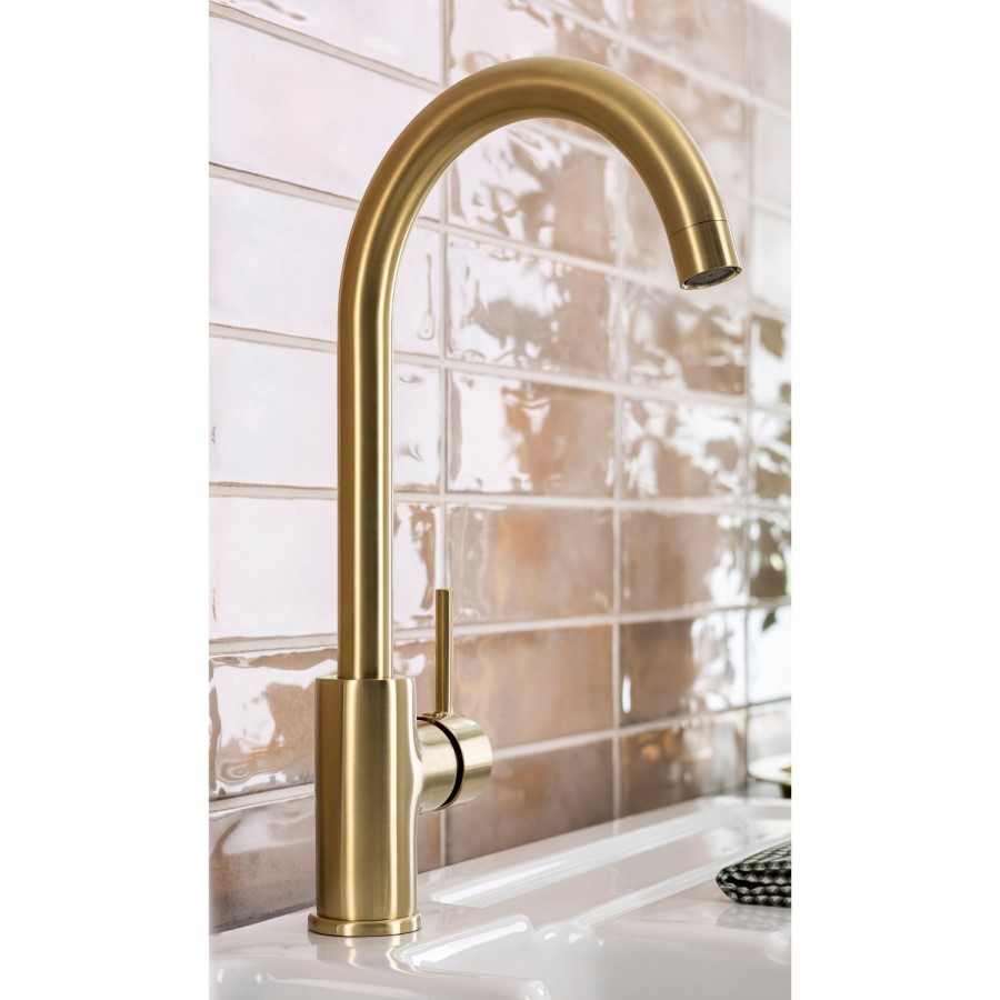 ONLY OPENED - Abode Nico Single Lever Mixer Tap - Brushed Brass
