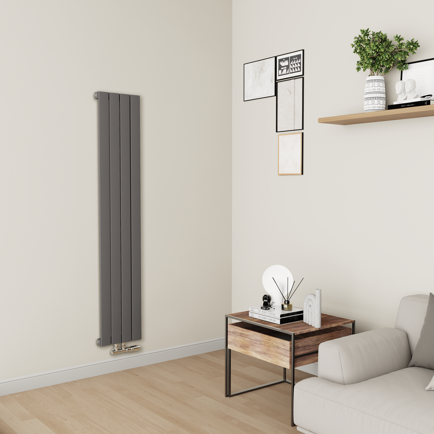 Eco Style Radiator Eco Eleganza Anthracite Vertical Flat Aluminium Middle Connection ...