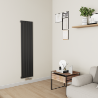 Eco Eleganza Midnight Black Vertical Flat Designer Aluminium Radiator 1600x375mm Single Panel 2546 BTU Eco Eleganza Midnight Black Vertical Flat Designer Aluminium Radiator 1600x375mm Single Panel 2546 BTU