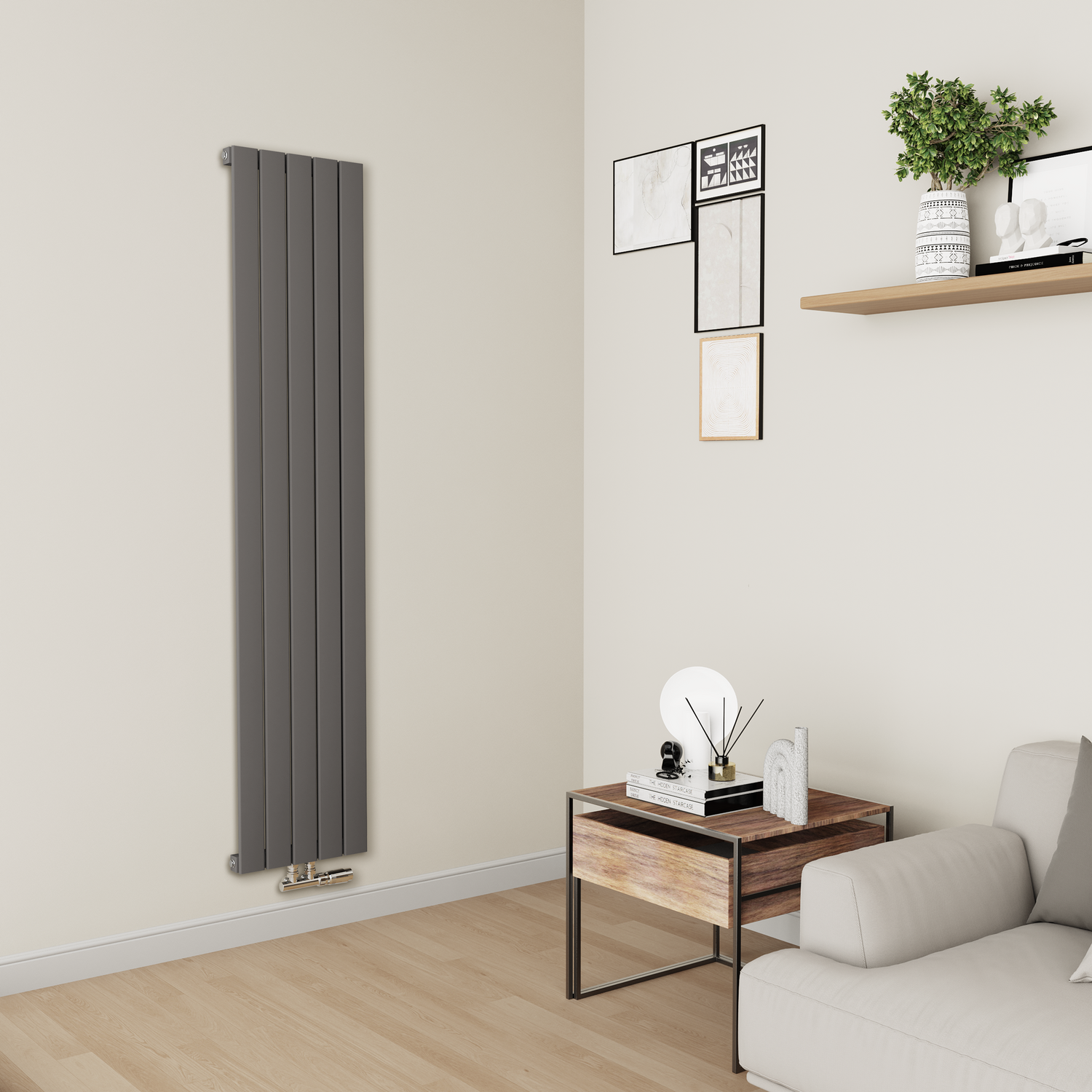 Middle Connection Radiators Eco Eleganza Anthracite Vertical Flat Aluminium Middle Connection ...