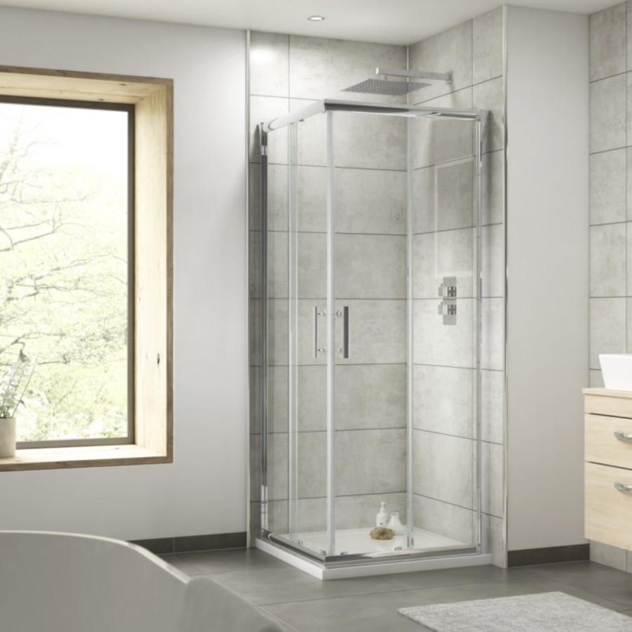 800 x 800 Corner Entry Sliding Shower Enclosure - 6mm Glass - Fiji