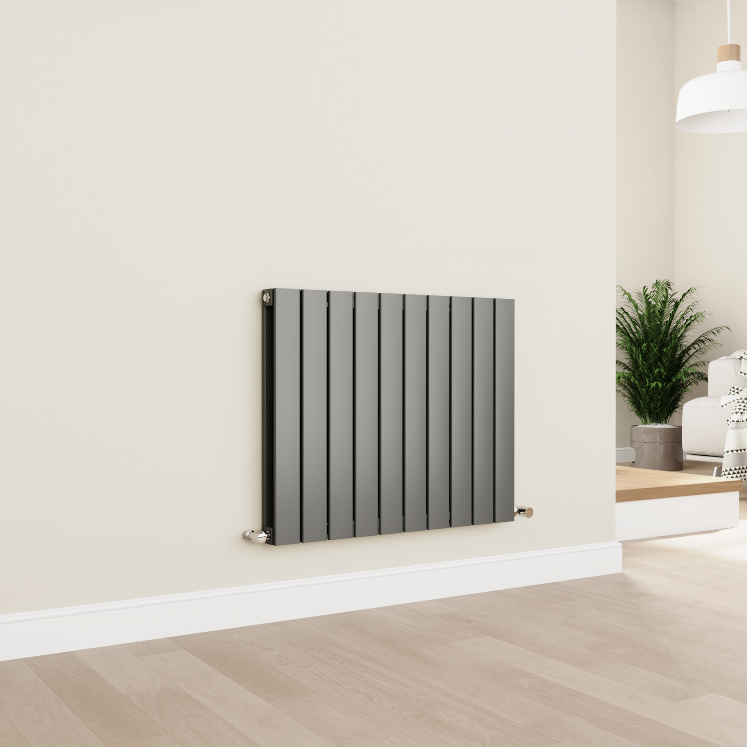 Eco Eleganza Anthracite Horizontal Flat Designer Aluminium Radiator 600X750mm Double Panel 3056 Btu