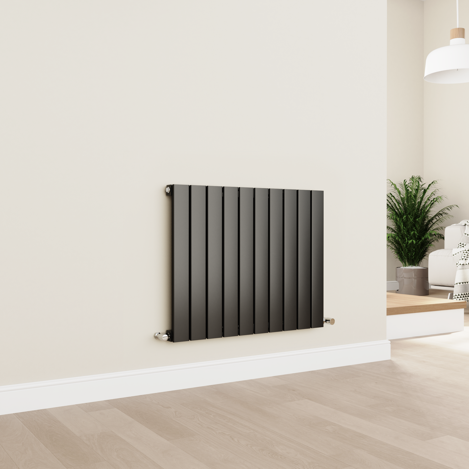 Eco Style Radiator Eco Eleganza Midnight Black Horizontal Flat Designer Aluminium Radiator ...