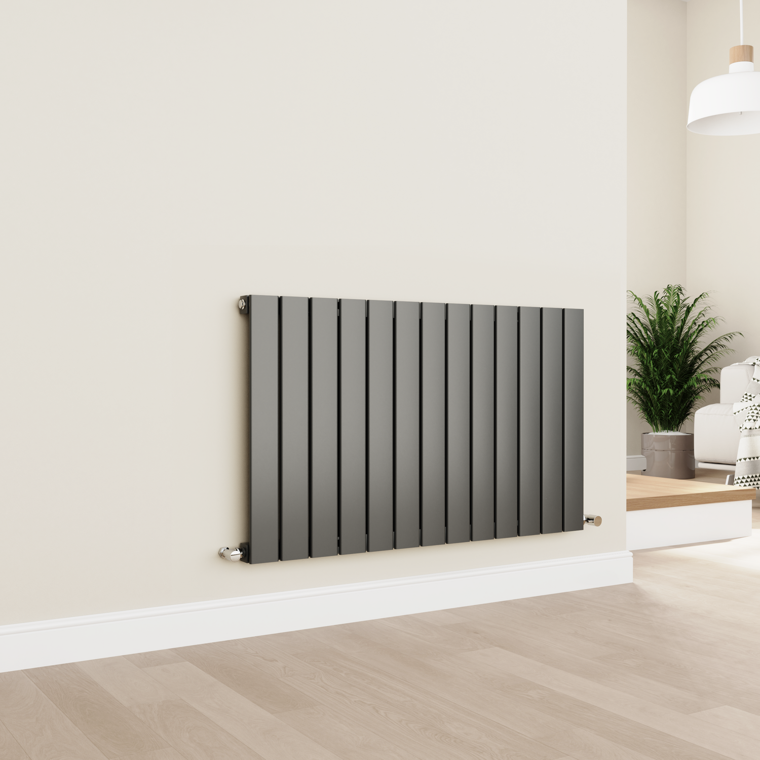 Eco Eleganza Anthracite Horizontal Flat Designer Aluminium Radiator 600X975mm Single Panel 2992 Btu