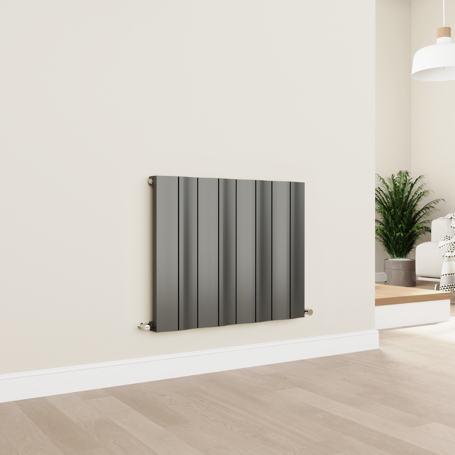Grey Wave Radiator Eco Vivante Anthracite Horizontal Wave Designer Aluminium Radiator ...
