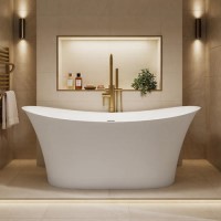 Matt White Freestanding Double Ended Bath 1600 x 790mm - Alba