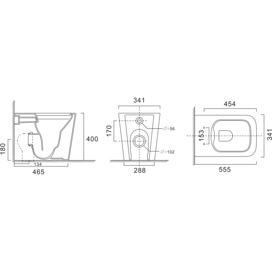 ONLY OPENED - Back to Wall Rimless Toilet with Soft Close Seat - Albi