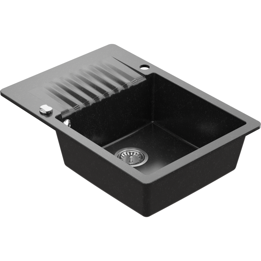 1 Bowl Black Inset Granite Composite Compact Kitchen Sink with Reversible Drainer - Enza Alice