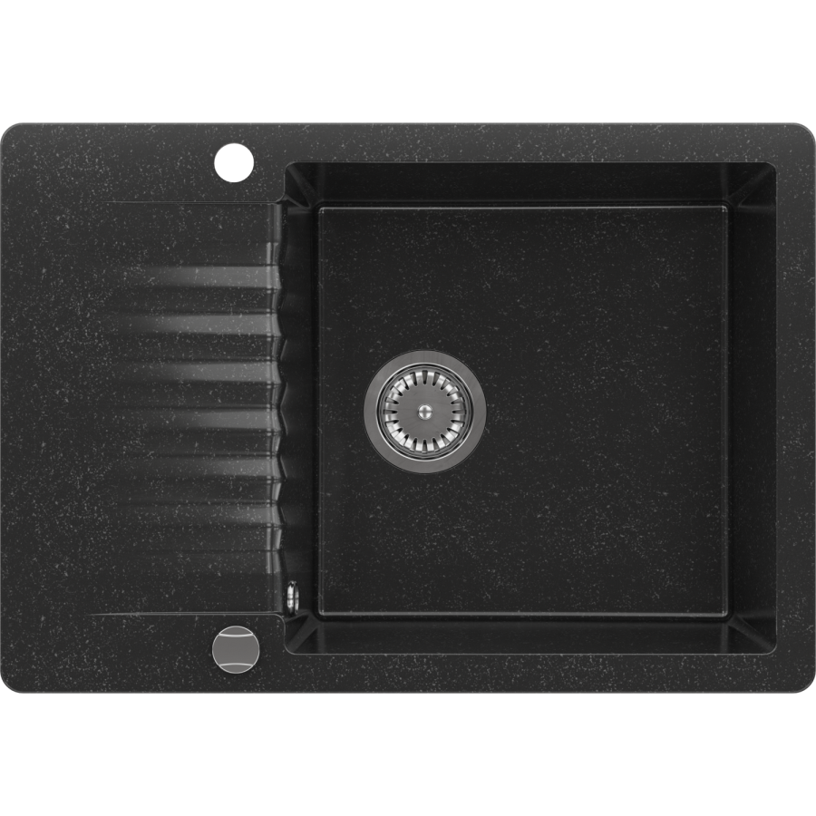 Single Bowl Black Inset Granite Composite Compact Kitchen Sink with Reversible Drainer - Enza Alice
