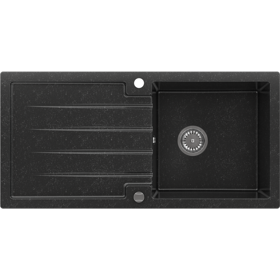 Large 1 Bowl Black Inset Granite Composite Kitchen Sink with Reversible Drainer - Enza Alice