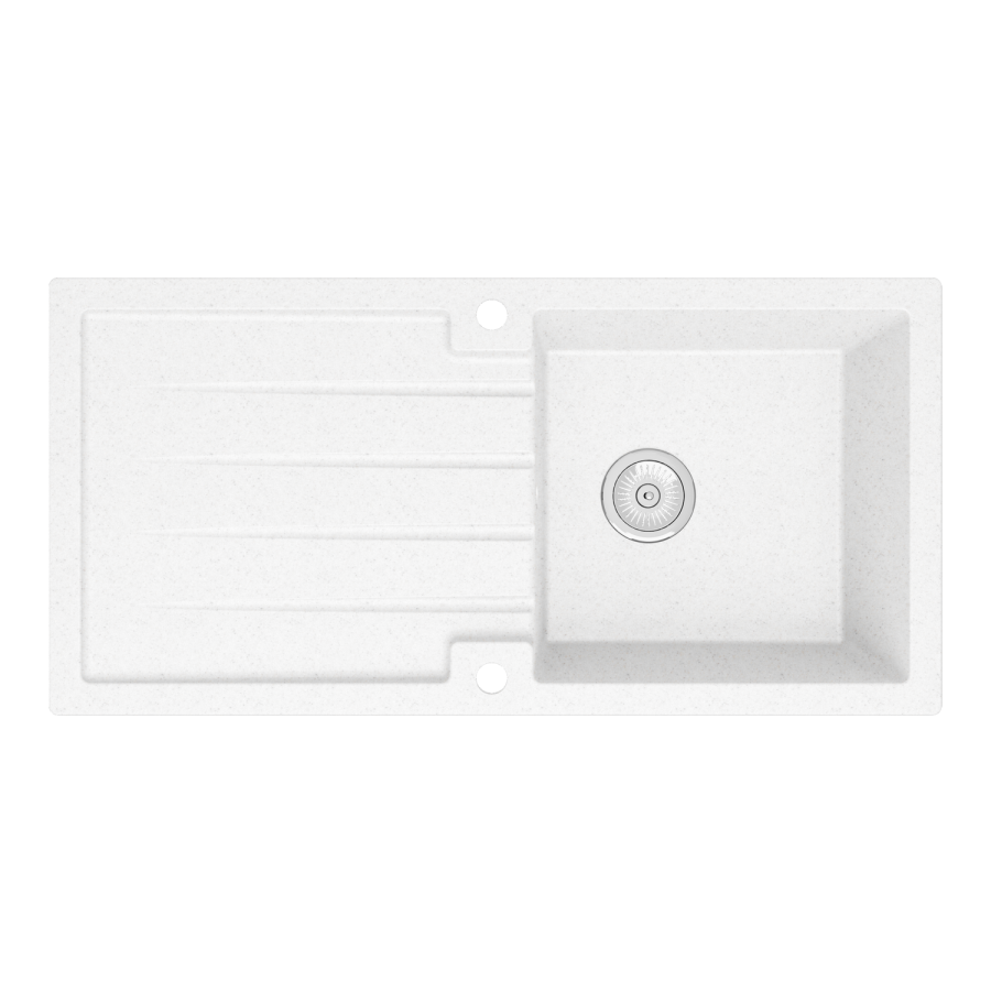 Large Single Bowl White Inset Granite Composite Kitchen Sink with Reversible Drainer - Enza Alice