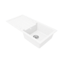 Large Single Bowl White Inset Granite Composite Kitchen Sink with Reversible Drainer - Enza Alice