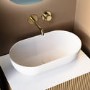 Matt White Oval Stone Resin Countertop Basin with Waste 560mm - Almas