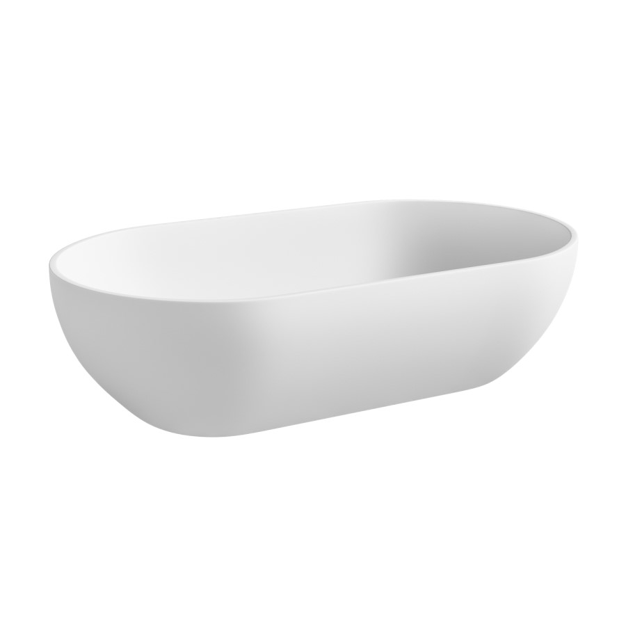 Matt White Oval Stone Resin Countertop Basin with Waste 560mm - Almas