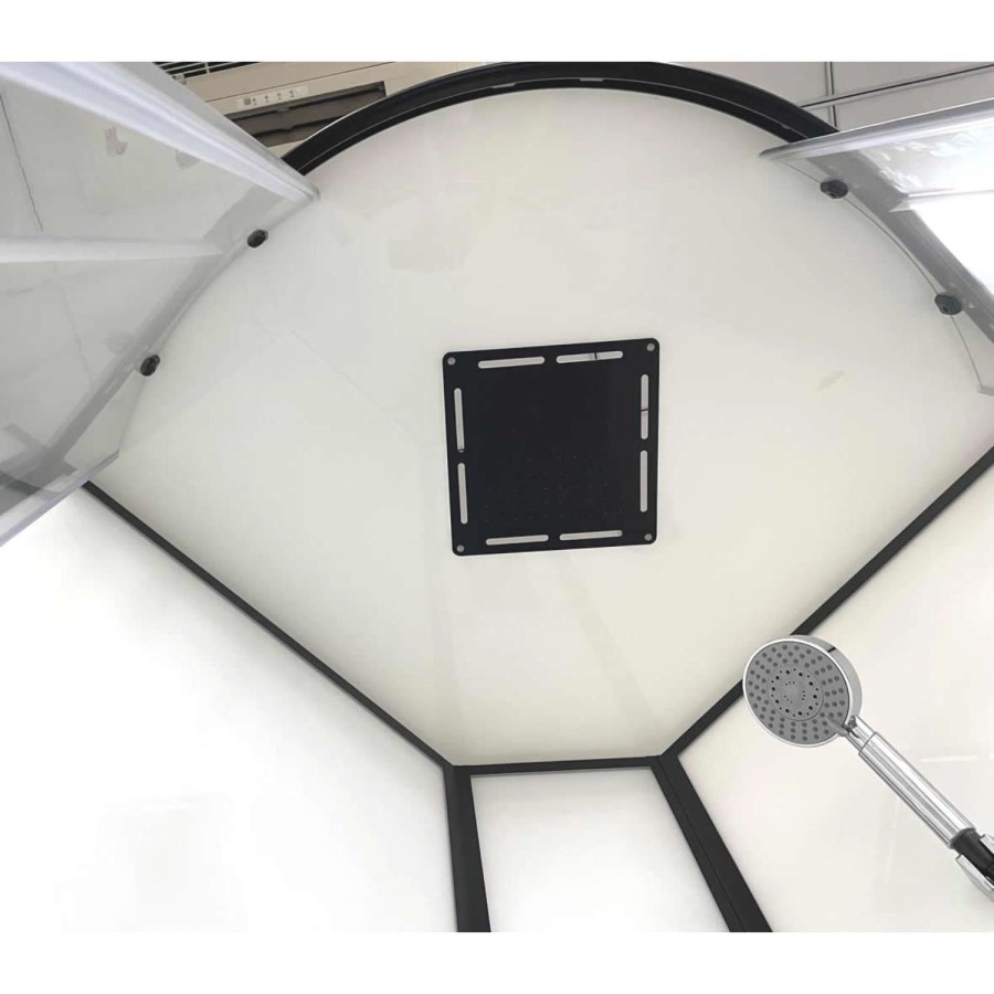 Black 900x900mm Hydro Shower Cabin Quadrant with Shower Tray & 2 Outlet Thermostatic Mixer Shower System - Vidalux