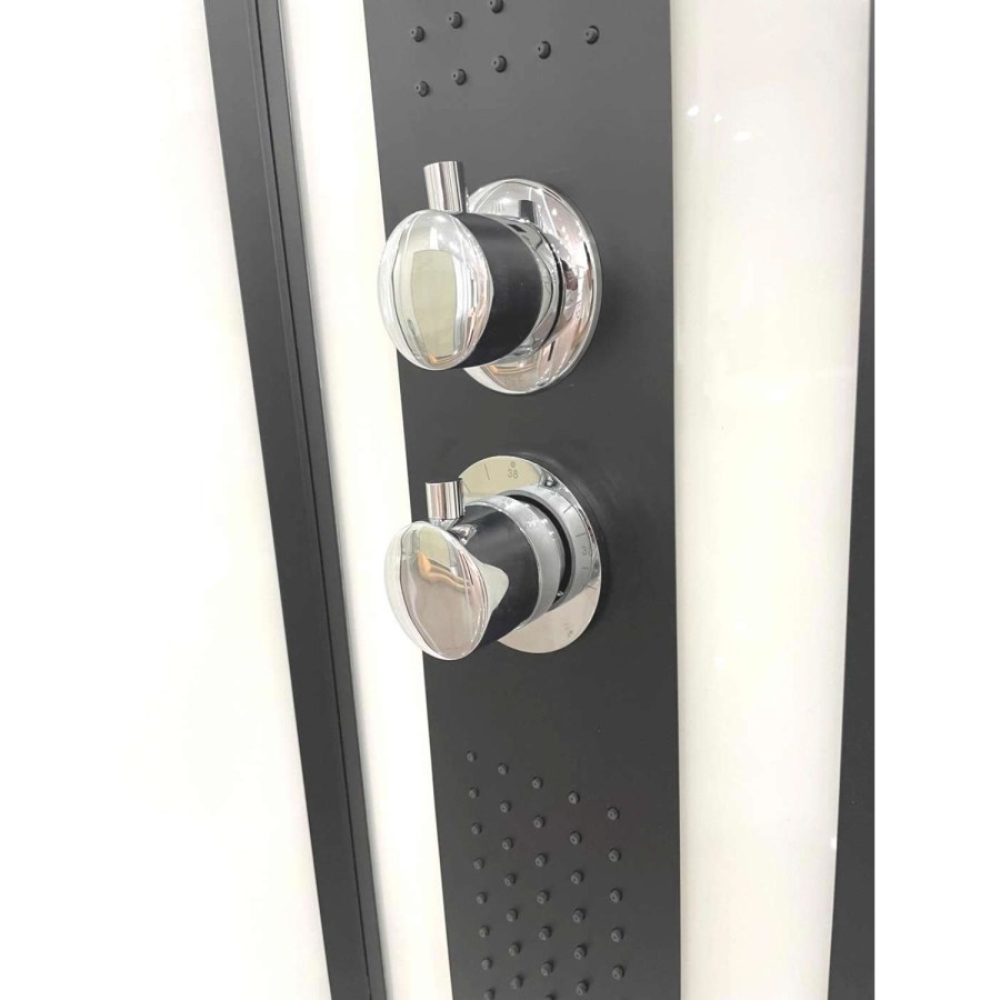 Black 900x900mm Hydro Shower Cabin Quadrant with Shower Tray & 2 Outlet Thermostatic Mixer Shower System - Vidalux
