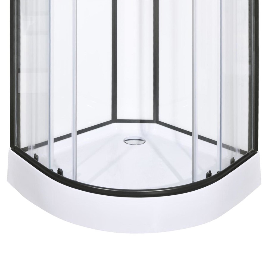 Black 900x900mm Hydro Shower Cabin Quadrant with Shower Tray & 2 Outlet Thermostatic Mixer Shower System - Vidalux