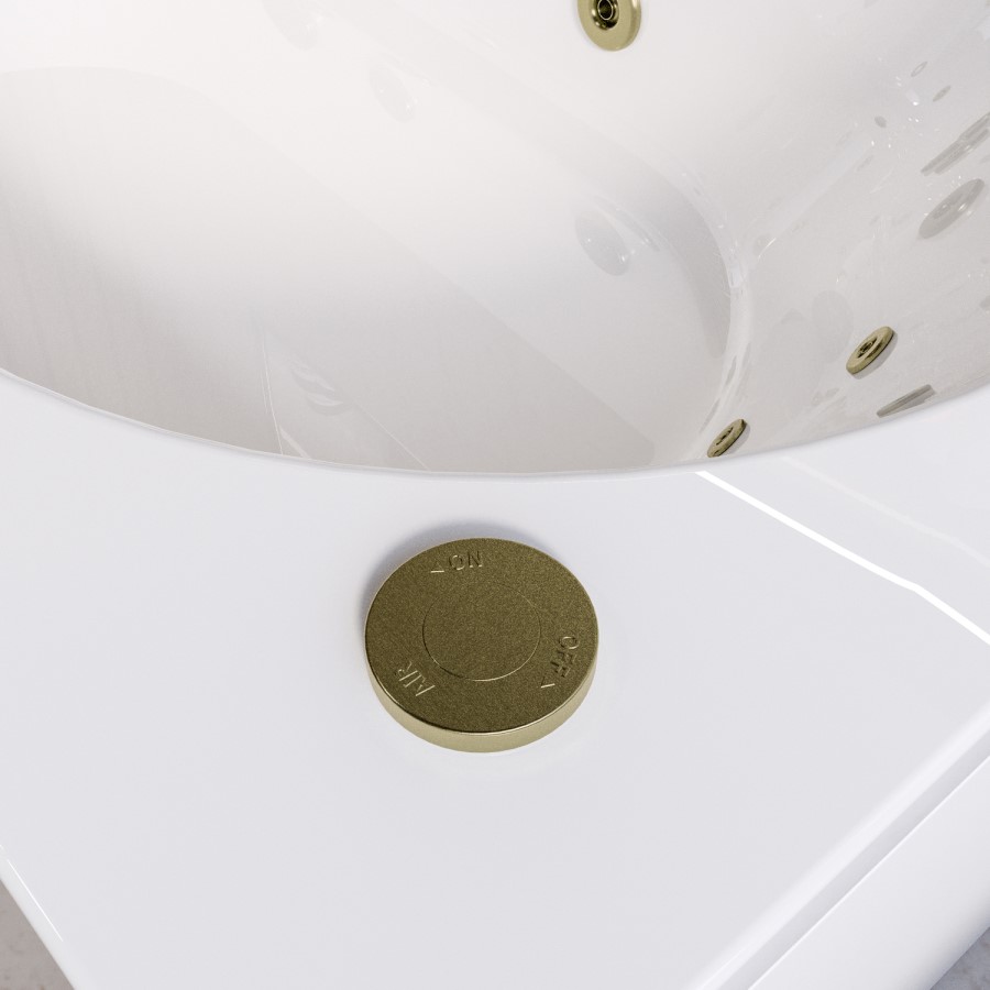Single Ended Whirlpool Spa Bath with 14 Brushed Brass Whirlpool Jets 1700 x 750mm - Alton
