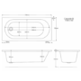 Single Ended Whirlpool Spa Bath with 14 Brushed Brass Whirlpool Jets 1700 x 750mm - Alton