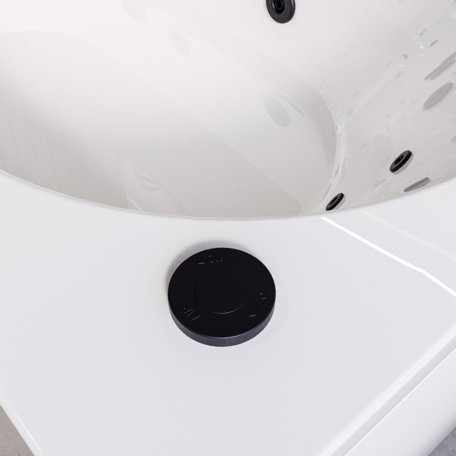 Single Ended Whirlpool Spa Bath with 14 Matt Black Whirlpool Jets 1700 x 750mm - Alton