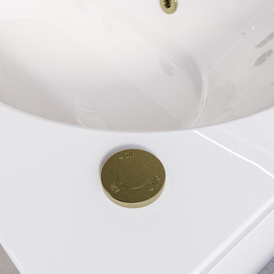 Single Ended Whirlpool Spa Bath with 6 Brushed Brass Whirlpool Jets 1700 x 750mm - Alton