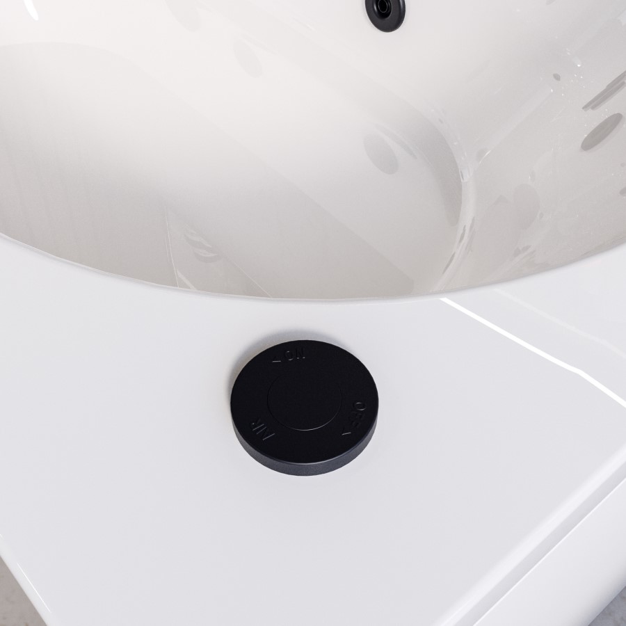 Single Ended Whirlpool Spa Bath with 6 Matt Black Whirlpool Jets 1700 x 750mm - Alton