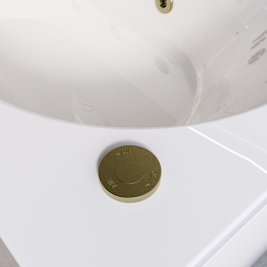 Single Ended Whirlpool Spa Bath with 8 Brushed Brass Whirlpool Jets 1700 x 750mm - Alton