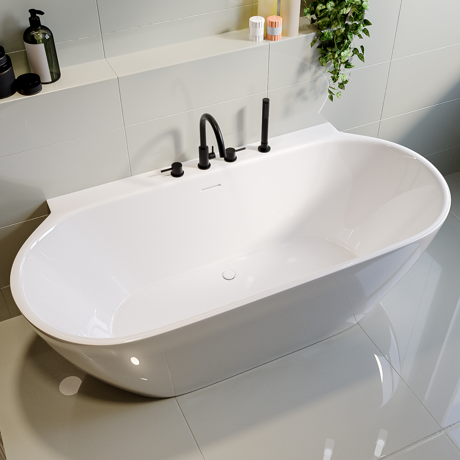 Alto White Freestanding Double Ended Back To Wall Bath 1700 X 800Mm