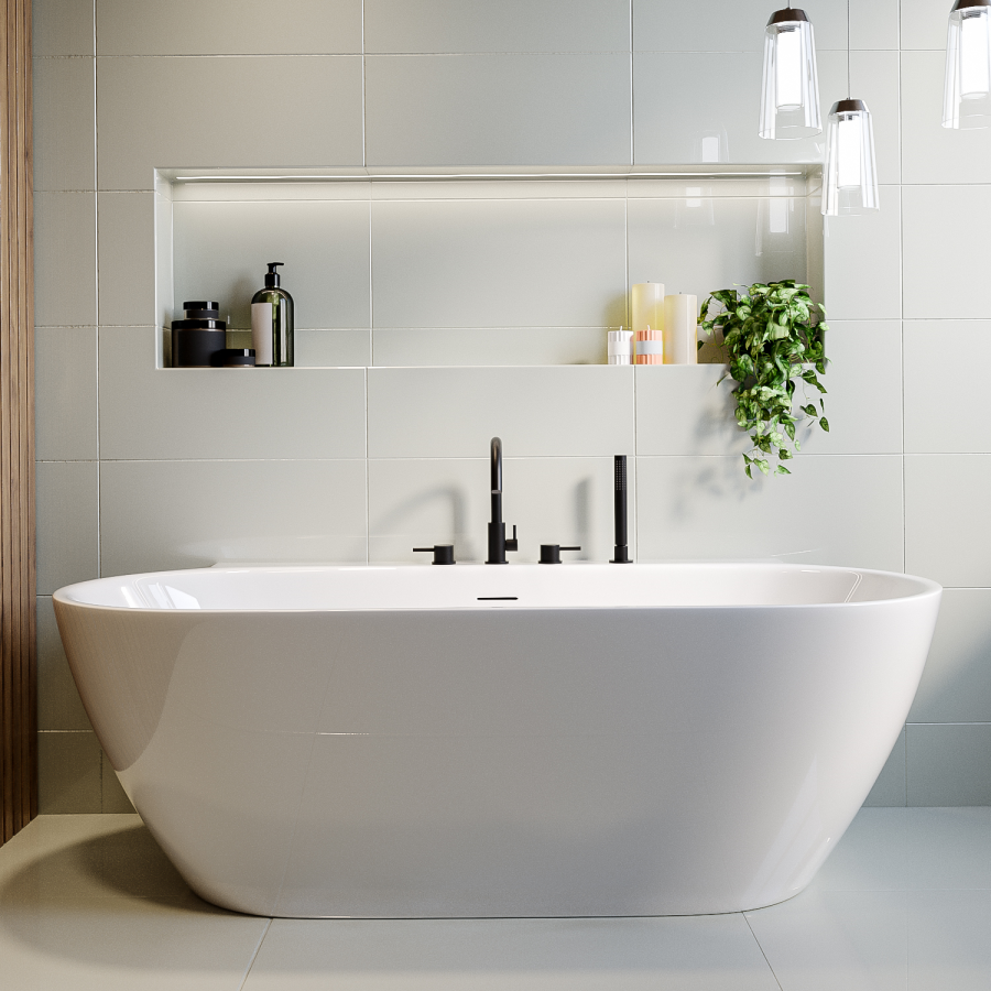 Bath Panel Backing Freestanding Double Ended Back to Wall Bath 1700 x 800mm - Alto ...