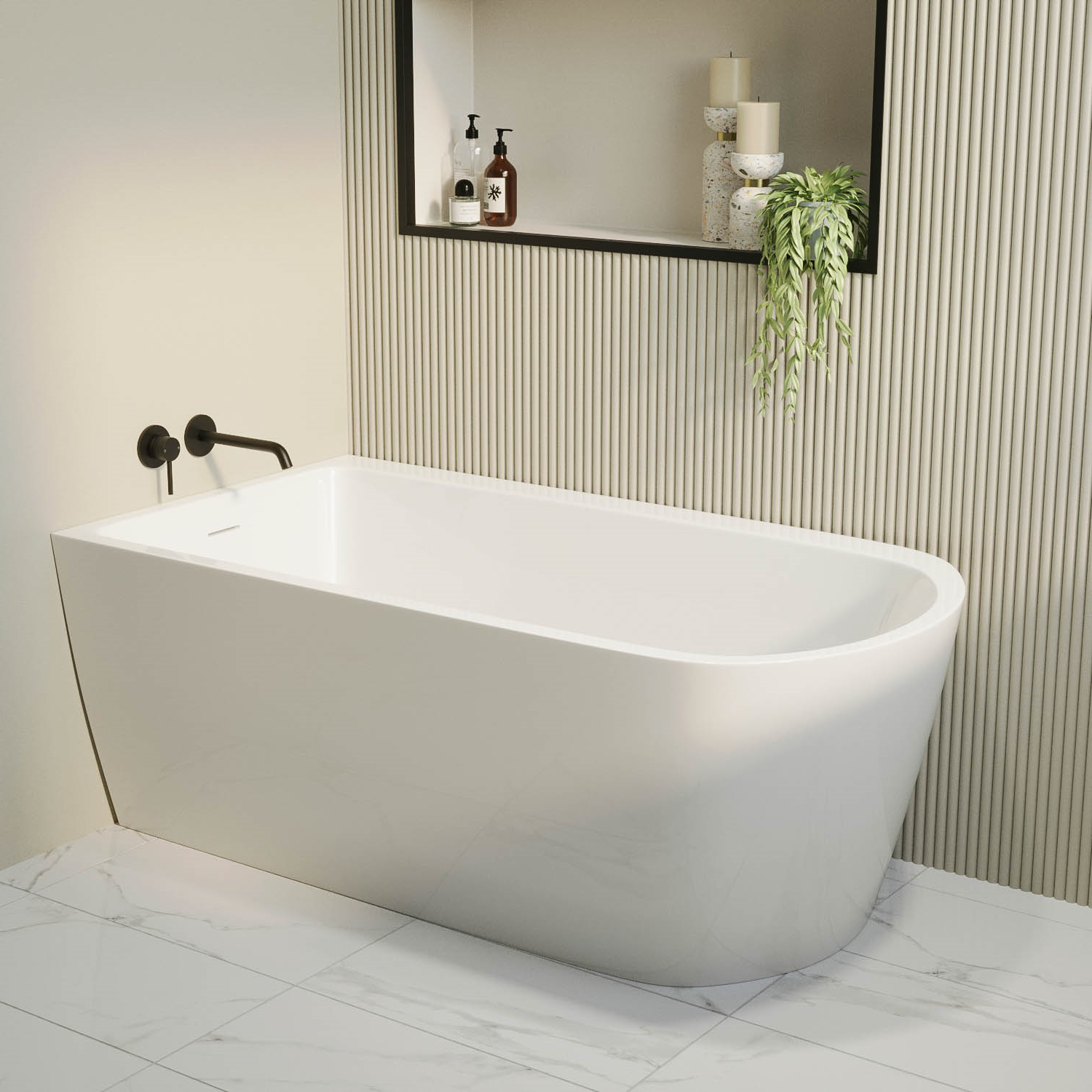 Amaro White Freestanding Single Ended Left Hand Corner Bath 1500 X 800Mm