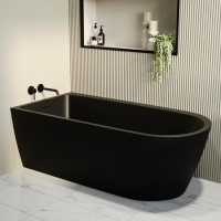Matt Black Freestanding Single Ended Left Hand Corner Bath 1650 x 800mm - Amaro Matt Black Freestanding Single Ended Left Hand Corner Bath 1650 x 800mm - Amaro
