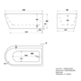 Matt Black Freestanding Single Ended Left Hand Corner Bath 1650 x 800mm - Amaro