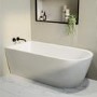 Freestanding Single Ended Left Hand Corner Shower Bath with Black Bath Screen 1650 x 800mm - Amaro