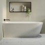 Freestanding Single Ended Left Hand Corner Shower Bath with Black Sliding Bath Screen 1650 x 800mm - Amaro