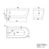 Freestanding Single Ended Left Hand Corner Bath 1650 x 800mm - Amaro